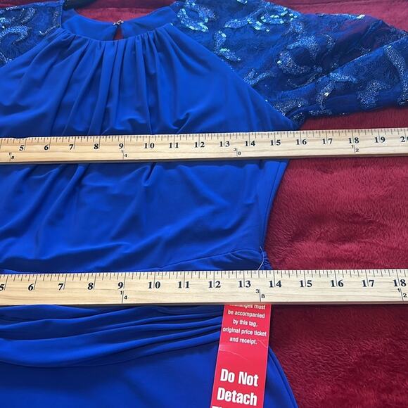 NWT MARINA 6 Royal Blue Lace Formal Gown Dress Size 6 - Picture 7 of 9